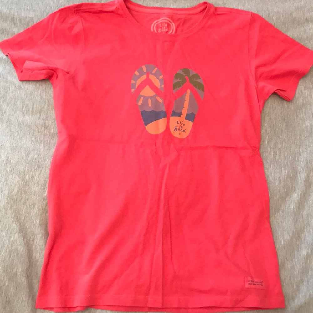 Life is good salmon tee shirt